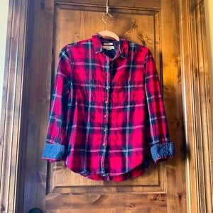 Navy and red plaid flannel.